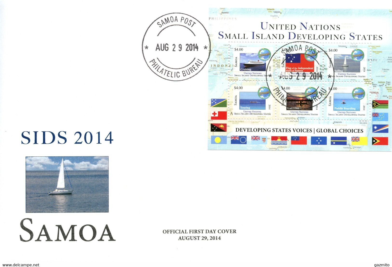 Samoa 2014, SIDS, Ships, Flag, 6val In Block In FDC - Covers
