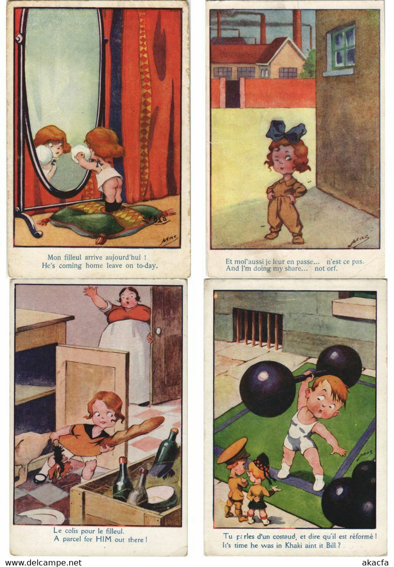 MAC ARTIST SIGNED CHILDREN HUMOR COMIC 20 Vintage Postcards Pre-1940 (L3204) - Mac Mahon