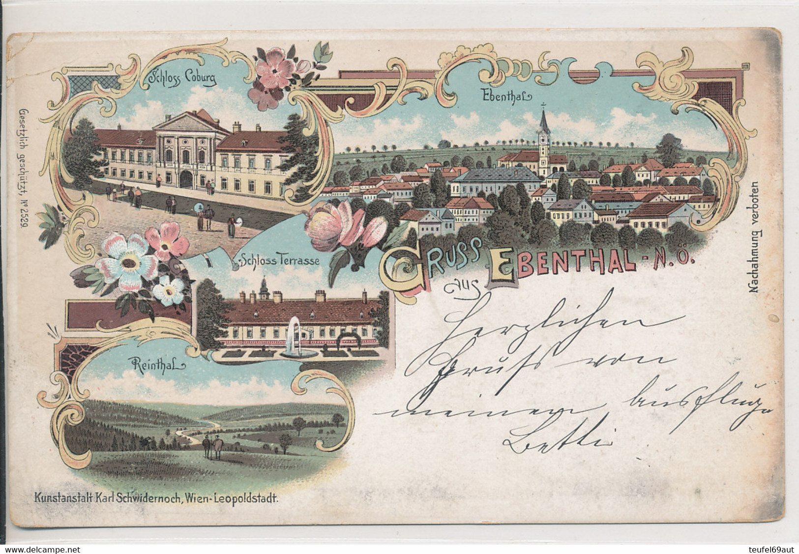 AK NÖ Ebenthal - Gruss Aus .. Litho Verl. Schwidernoch Bez. Wr. Gänserndorf 1899 - Gänserndorf