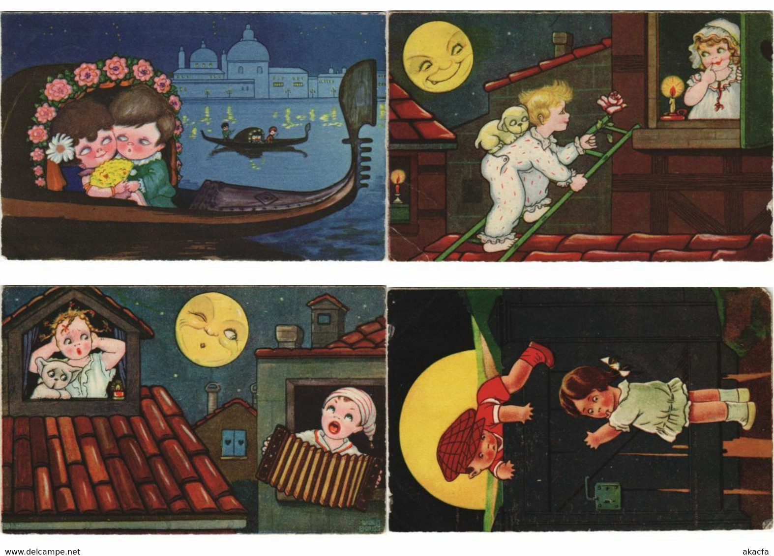 BORISS MARGRET ARTIST SIGNED CHILDREN HUMOR 16 Vintage Postcards (L3686) - Boriss, Margret