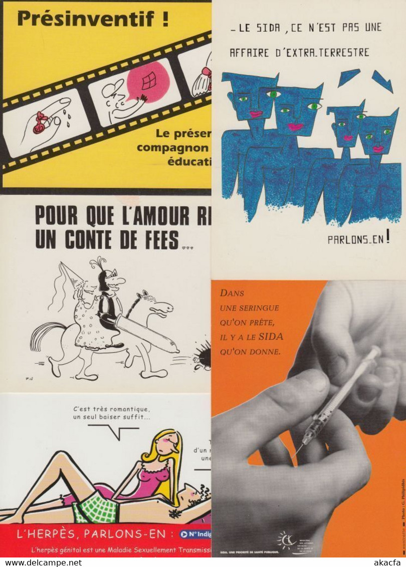 SIDA HIV Condoms MEDICAL 32 Modern Postcards Mostly Pre-1990 (L5189) - Santé