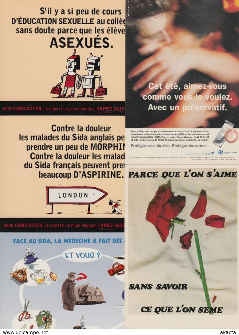SIDA HIV Condoms MEDICAL 32 Modern Postcards Mostly Pre-1990 (L5189) - Santé