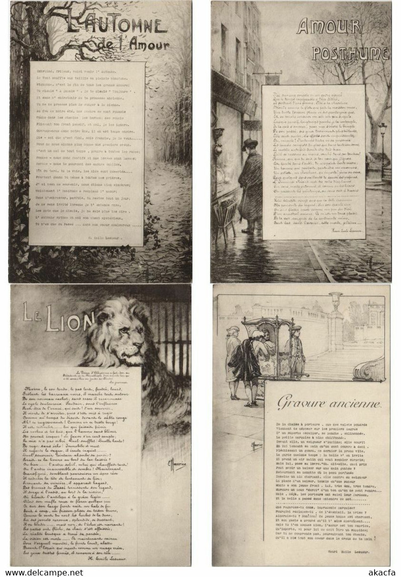 E. MAURICE ARTIST SIGNED POÉTE HENRI EMILLE LESVEUR 11 Vintage Postcards (L4131) - Maurice
