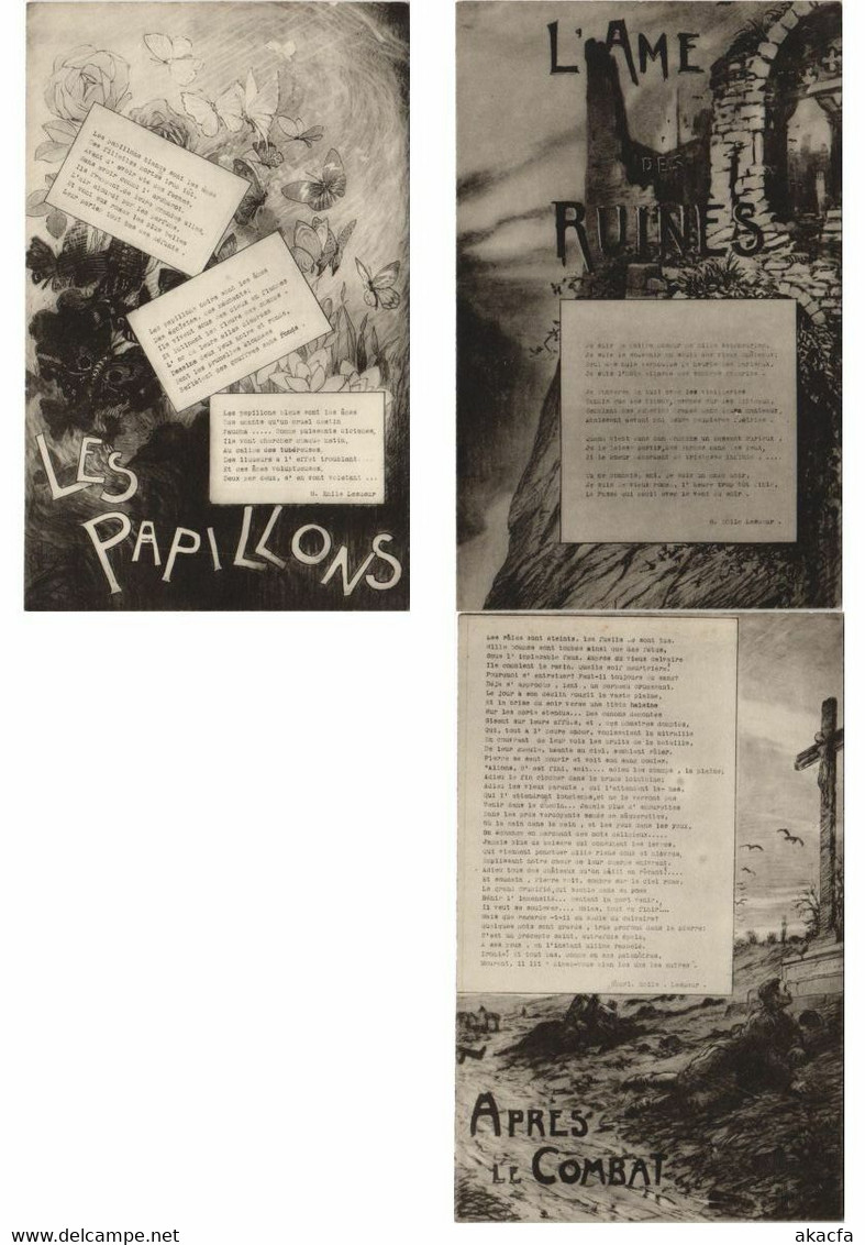 E. MAURICE ARTIST SIGNED POÉTE HENRI EMILLE LESVEUR 11 Vintage Postcards (L4131) - Maurice