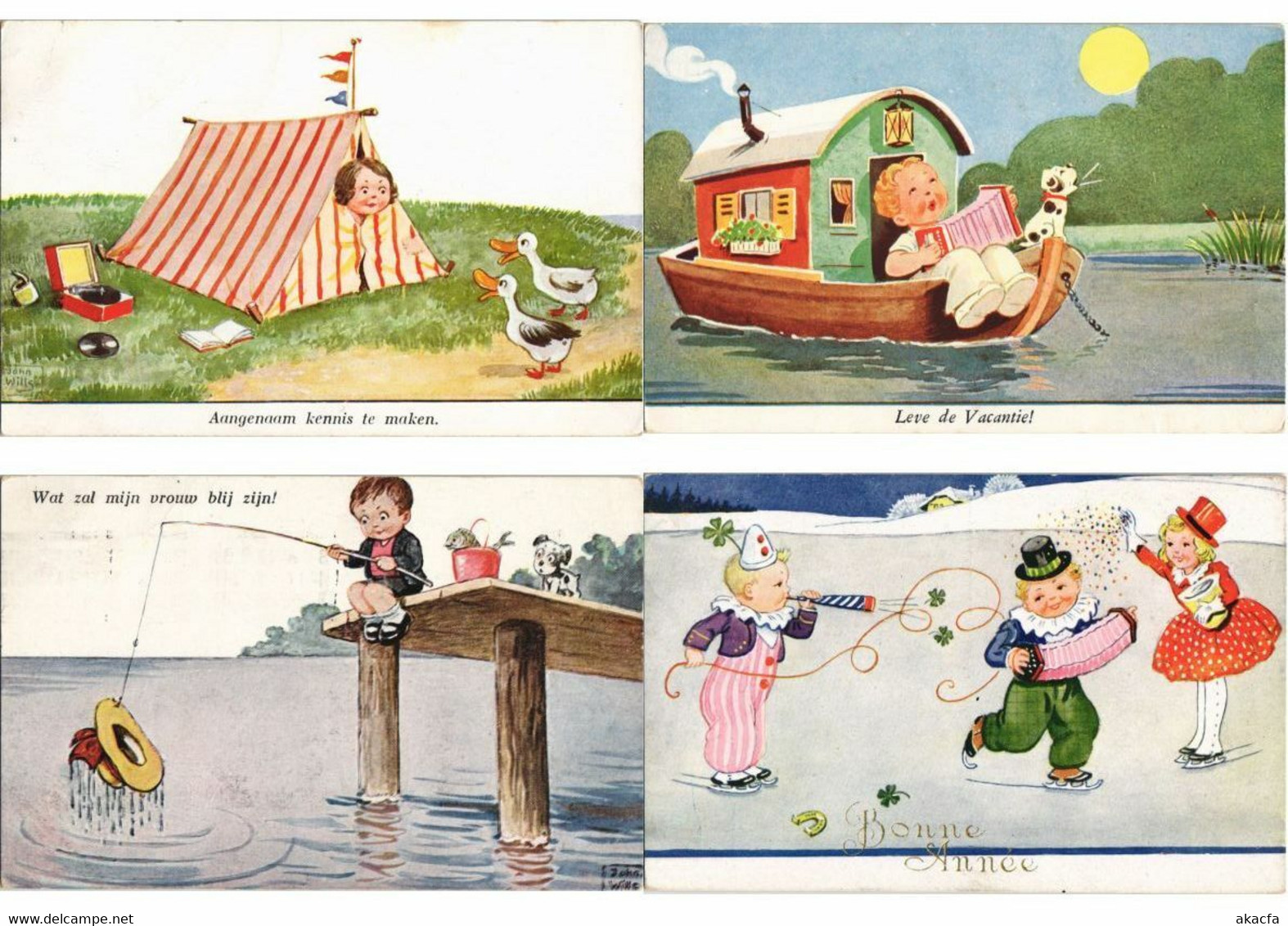JOHN WILLS ARTIST SIGNED CHILDREN 33 Vintage Postcards PART 2. (L3200) - Wills, John