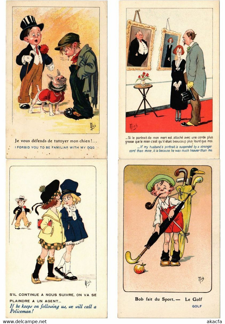 MICH Artist Signed HUMOR COMIC 22 Vintage Postcards (L5729) - Mich