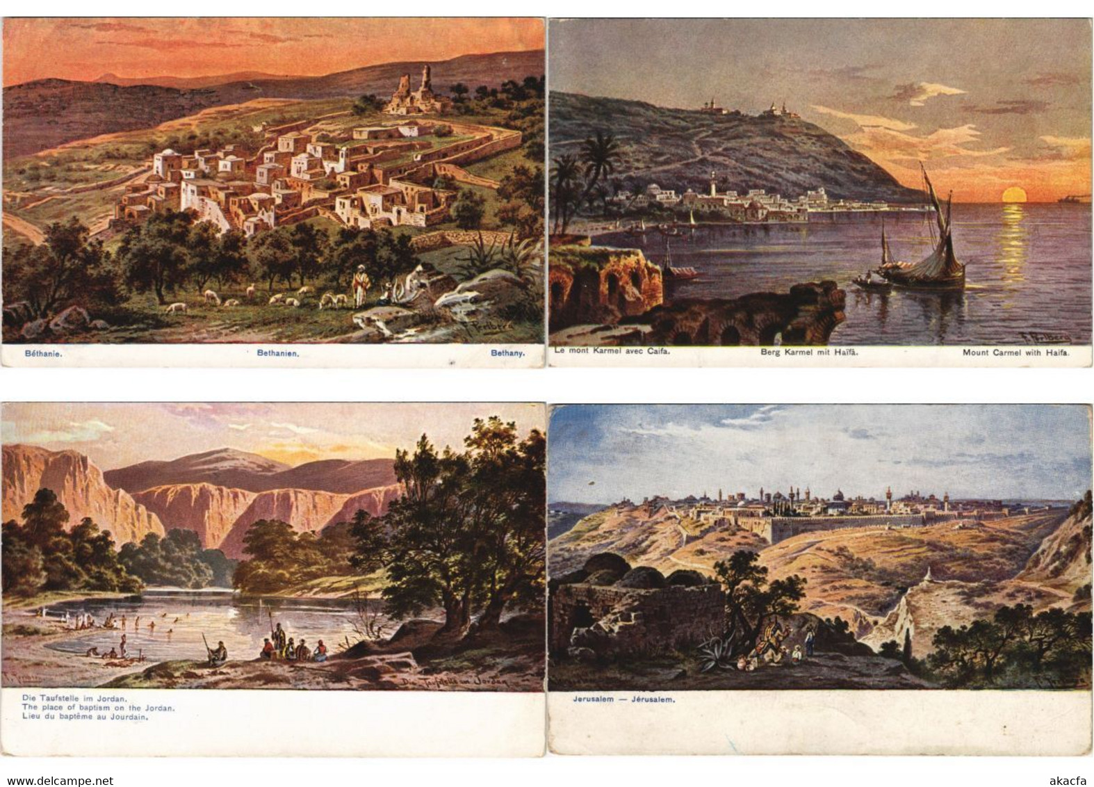 PALESTINE, JUDAICA Mostly ARTIST SIGNED PERLBERG 36 Vintage Postcards (L5262)