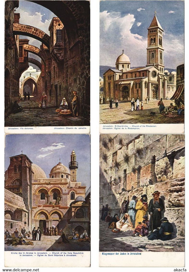 PALESTINE, JUDAICA Mostly ARTIST SIGNED PERLBERG 36 Vintage Postcards (L5262)