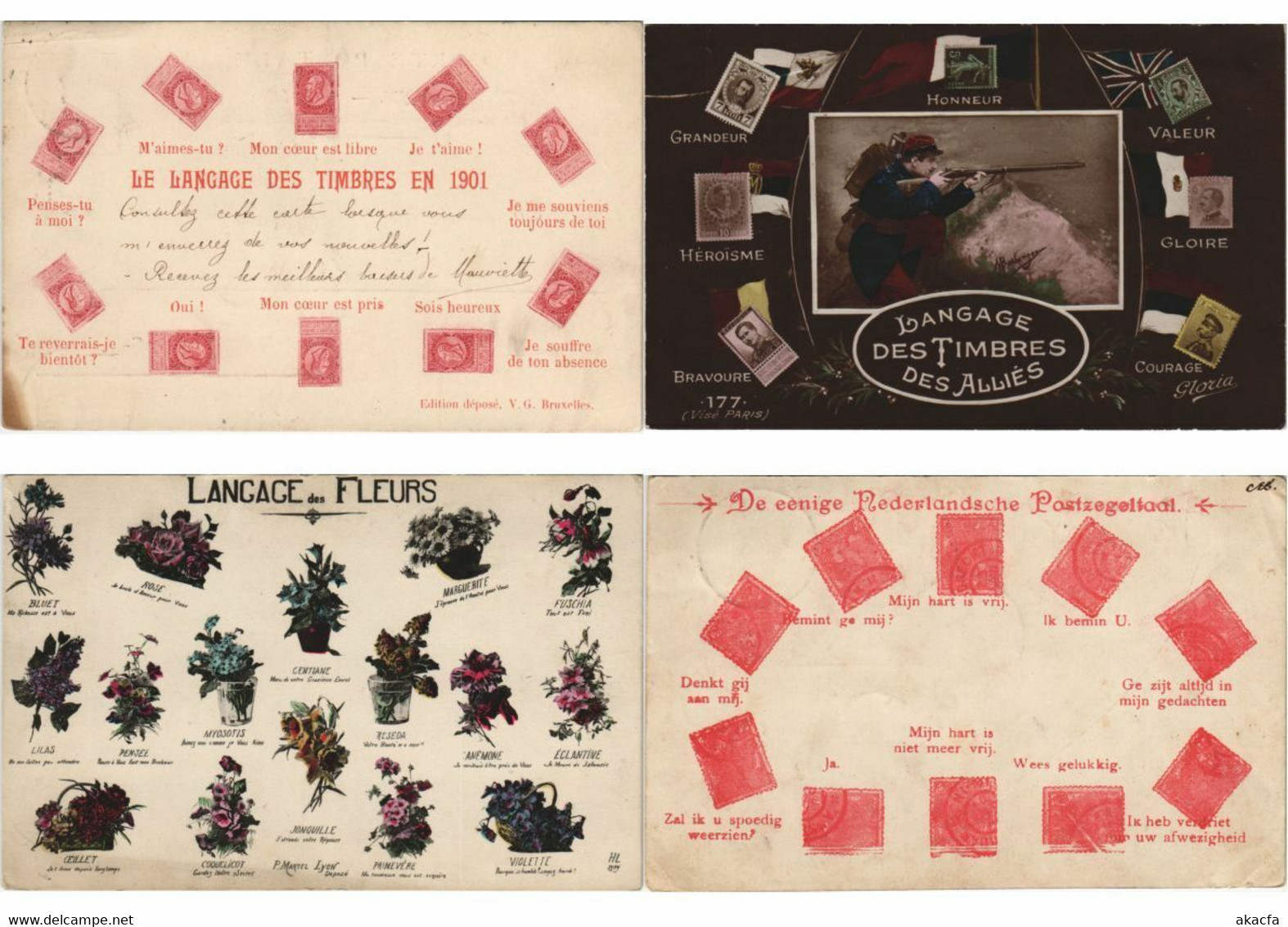 LANGUAGE DE STAMPS FANTASY 21 Vintage Postcards Mostly Pre-1940 (L3059) - Poste & Facteurs