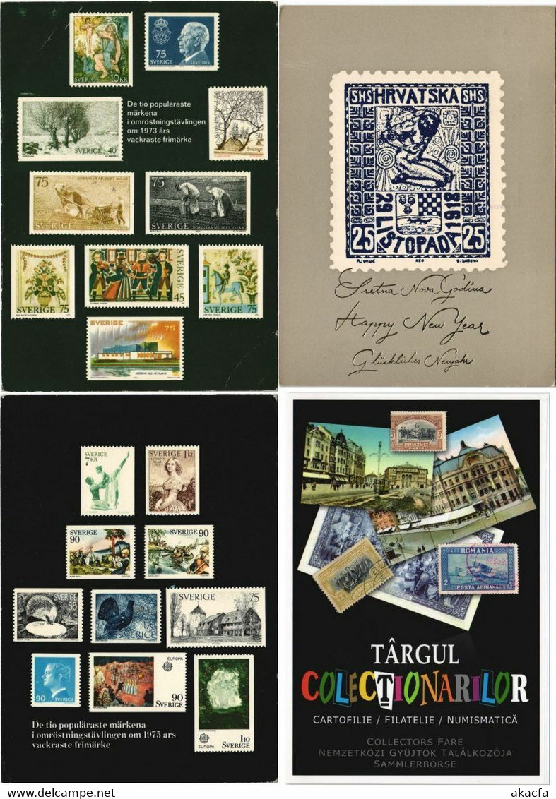 STAMPS PHILATELY 100 Modern Postcards with STAMPS (L3477)