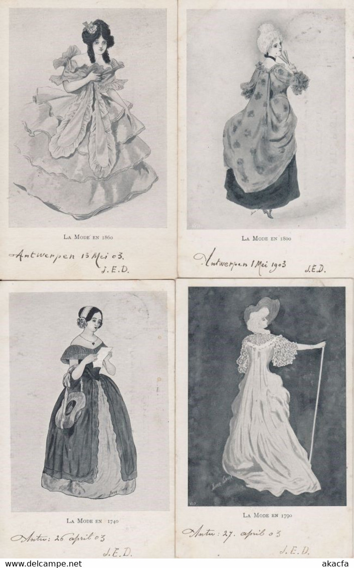 FASHION MODE DRESSES France 28 Vintage Postcards Pre-1940 (L3498) - Mode