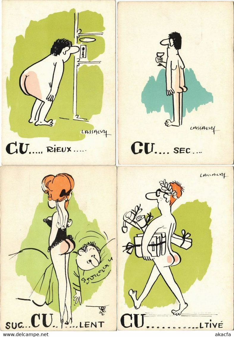 LASSALVY ARTIST SIGNED EROTIC HUMOR 30 VIntage Postcards (L2927) - Lassalvy