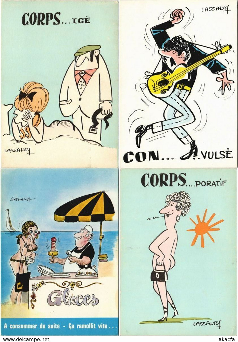 LASSALVY ARTIST SIGNED EROTIC HUMOR 30 VIntage Postcards (L2927) - Lassalvy