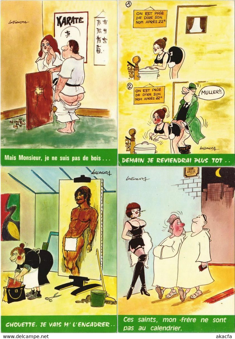 LASSALVY ARTIST SIGNED EROTIC HUMOR 30 VIntage Postcards (L2927)