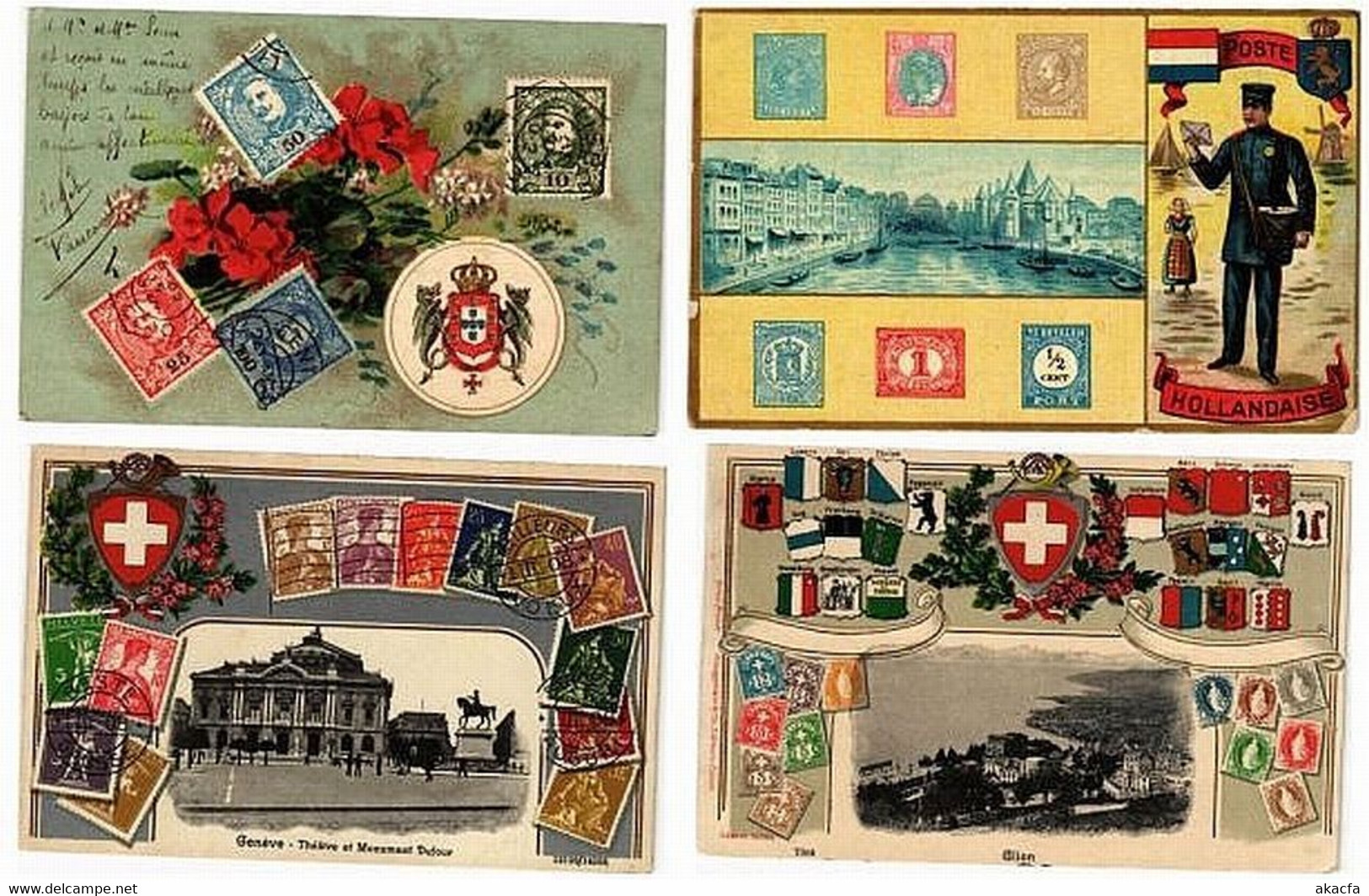 STAMPS POSTMAN PHILATELIC 18 Vintage Postcards Pre-1940 Incl SWITZERLAND (L5621) - Poste & Facteurs