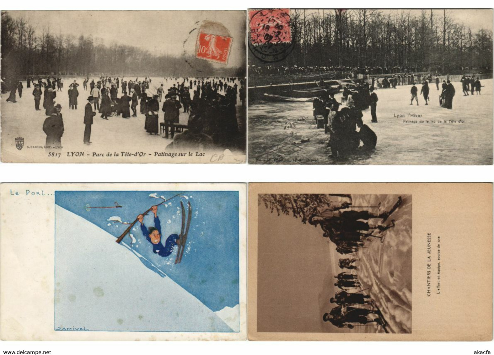 WNTER SPORT SKIING, SKATING 52 Vintage Postcards Pre-1940 (L4018)