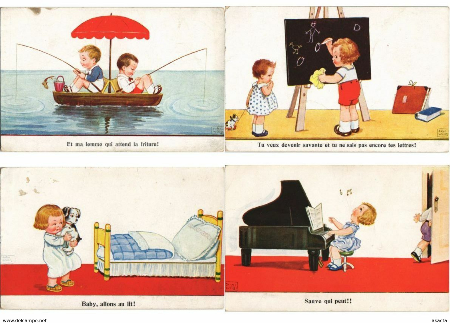 JOHN WILLS ARTIST SIGNED CHILDREN 48 Vintage Postcards PART I. (L3199) - Wills, John
