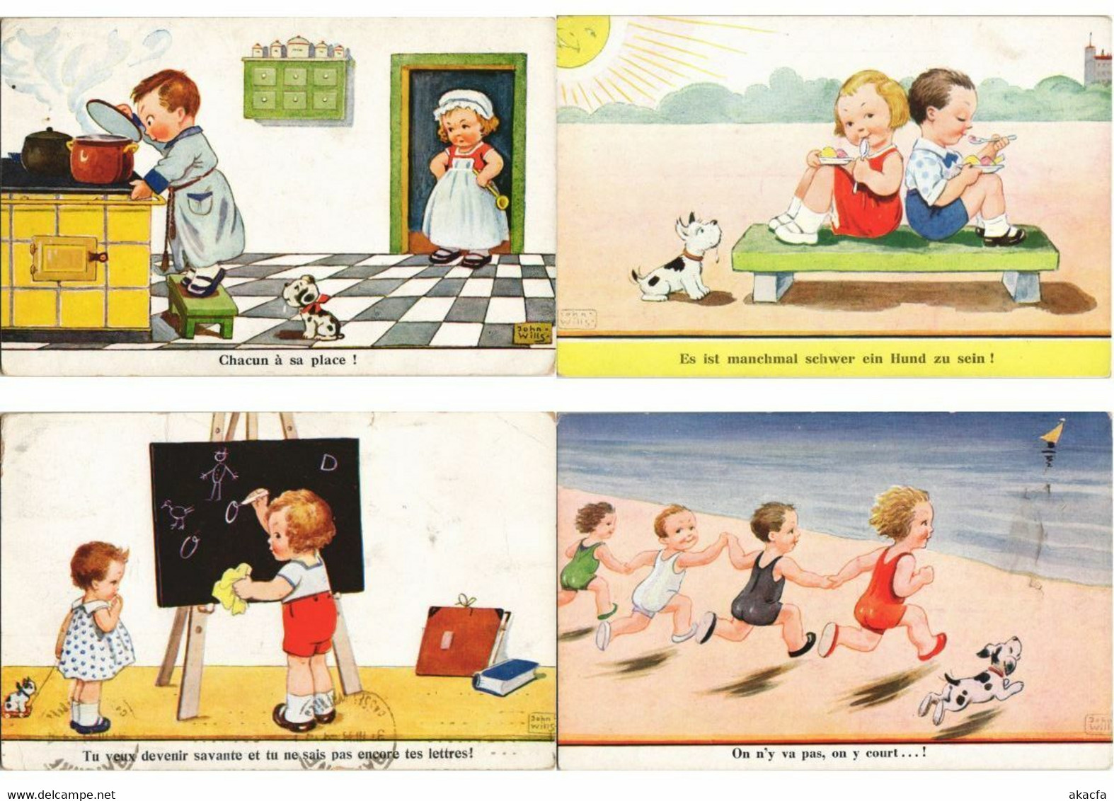 JOHN WILLS ARTIST SIGNED CHILDREN 48 Vintage Postcards PART I. (L3199) - Wills, John