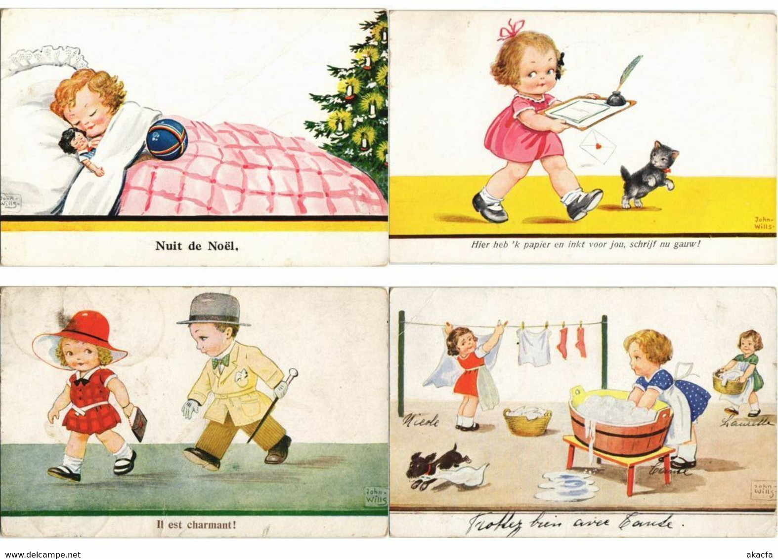 JOHN WILLS ARTIST SIGNED CHILDREN 48 Vintage Postcards PART I. (L3199)