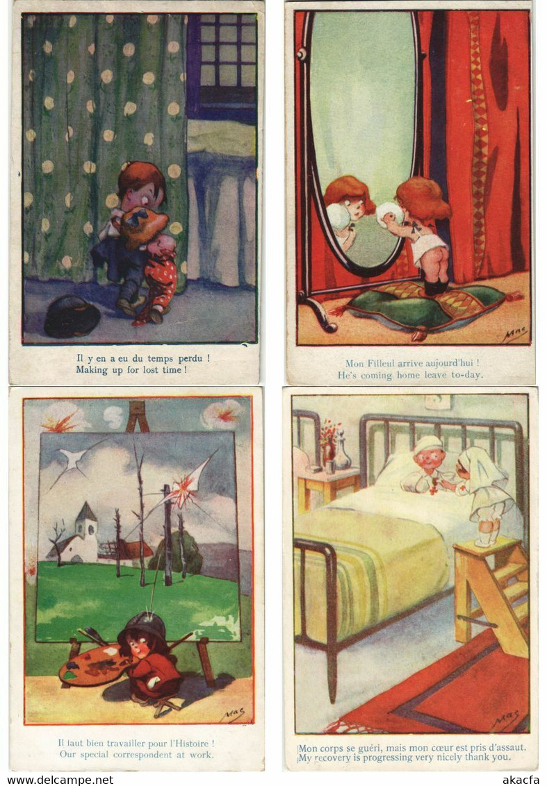 MAC ARTIST SIGNED CHILDREN COMIC 48 Vintage Postcards ALL DIFFERENT (L3205)