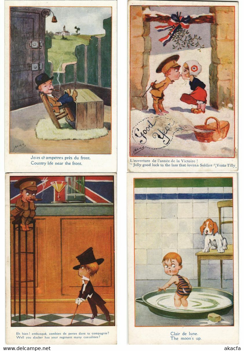 MAC ARTIST SIGNED CHILDREN COMIC 48 Vintage Postcards ALL DIFFERENT (L3205)