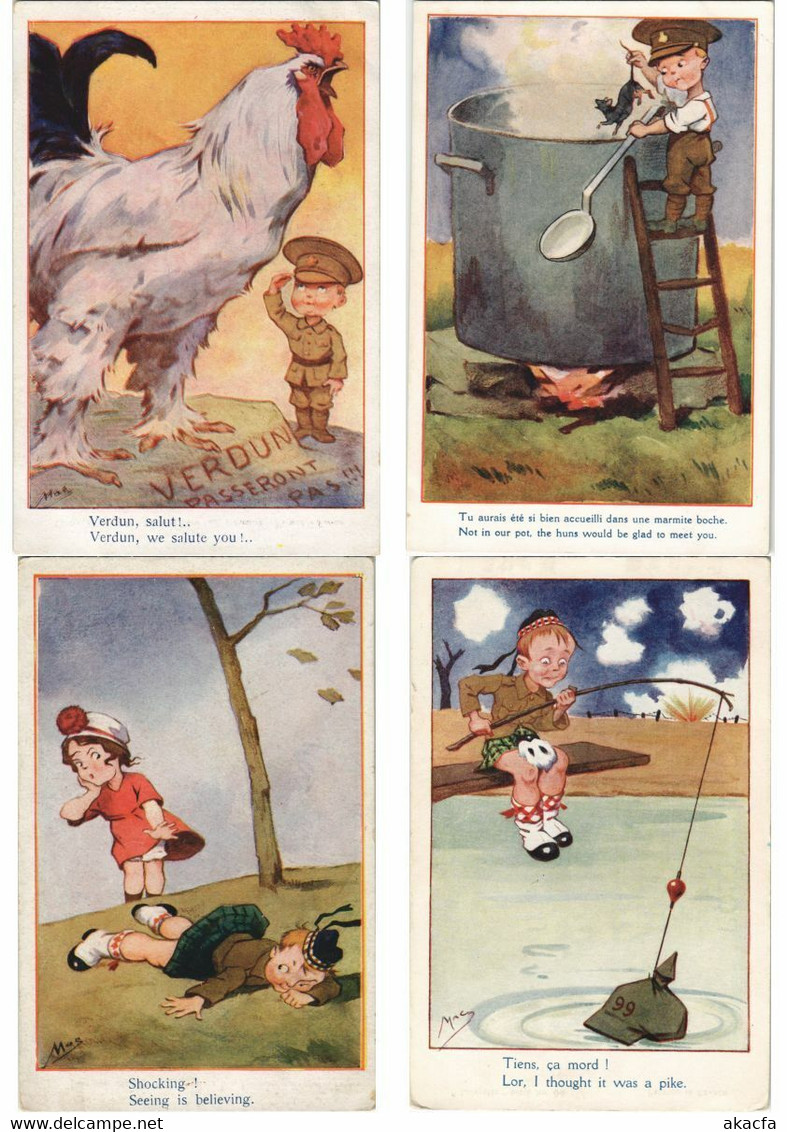 MAC ARTIST SIGNED CHILDREN COMIC 48 Vintage Postcards ALL DIFFERENT (L3205)