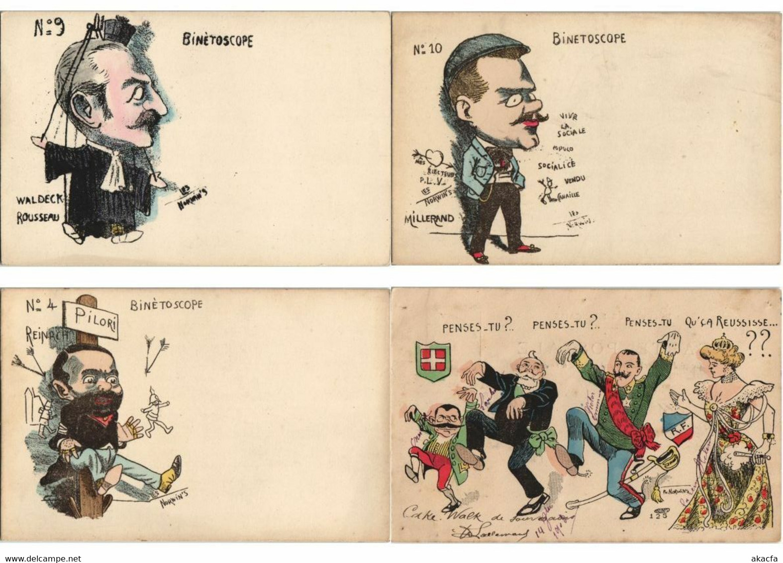 NORWIN'S ARTIST SIGNED SATIRE PROPAGANDA POLITIC 30 Vintage Postcards (L3217) - Norwins