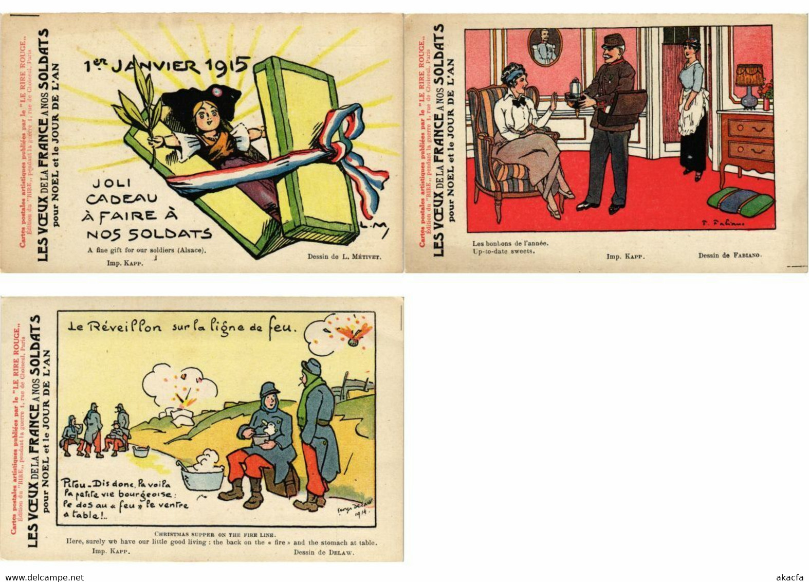 PROPAGANDA SATIRE WWI ADVERTISING "LE RIRE ROUGE" Incl. MEUNIER 7 PC. (L2893) - Meunier, S.