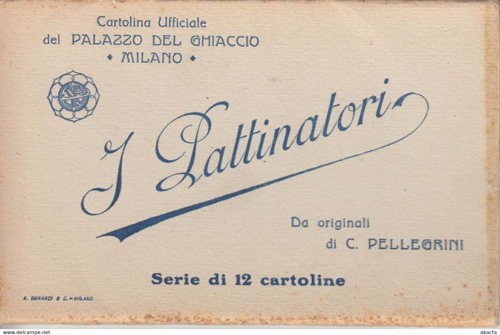 PELLEGRINI SKATING Complet Se Of 12 Vintage Postcards With Folder, RARE! (L3636) - Eiskunstlauf
