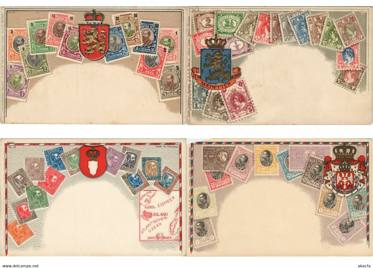 EUROPEAN COUNTRIES TOPIC STAMPS OTMAR ZIEHER 34 Vintage Postcards (L3342) - Poste & Facteurs