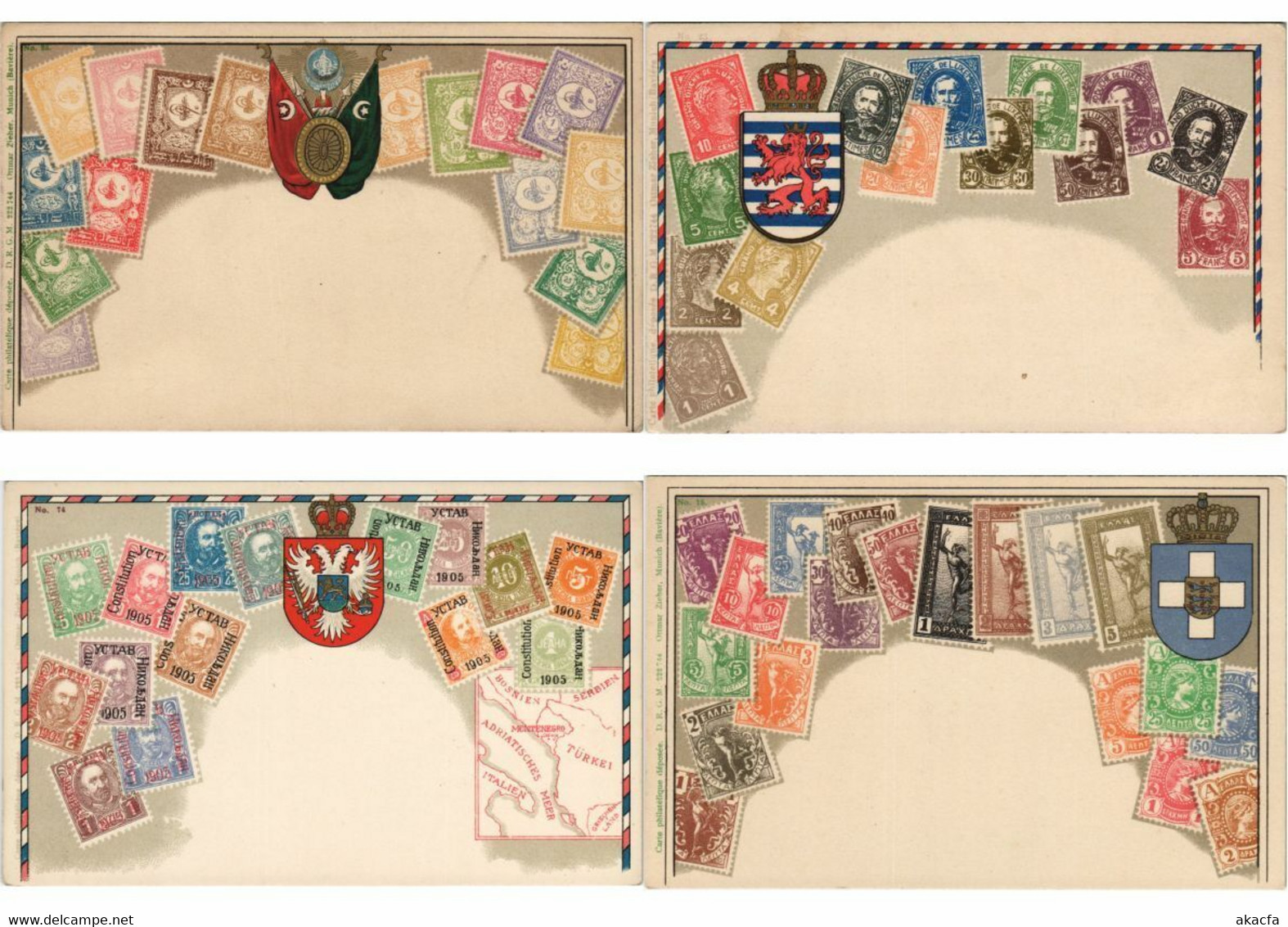 EUROPEAN COUNTRIES TOPIC STAMPS OTMAR ZIEHER 34 Vintage Postcards (L3342) - Poste & Facteurs