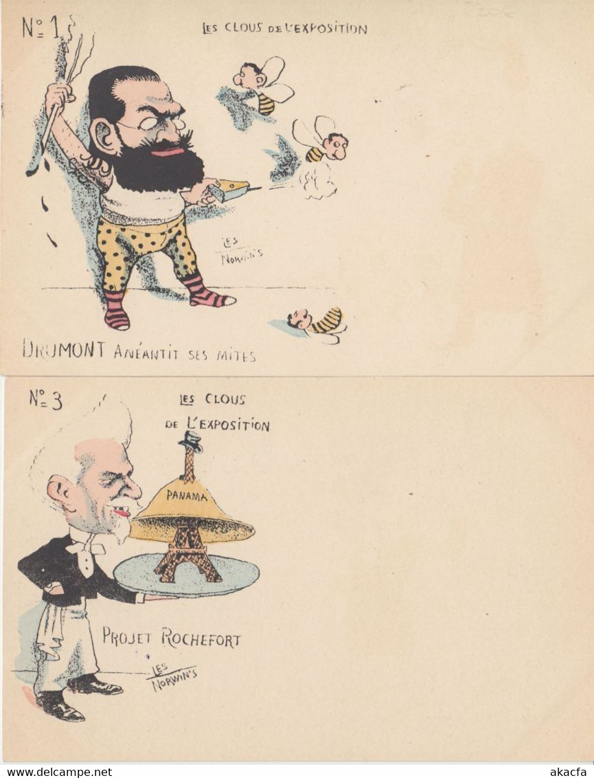 LES NORWIN'S FRENCH POLITIC SATIRE Set 12 Vintage Postcards Pre-1920 (L3899) - Norwins