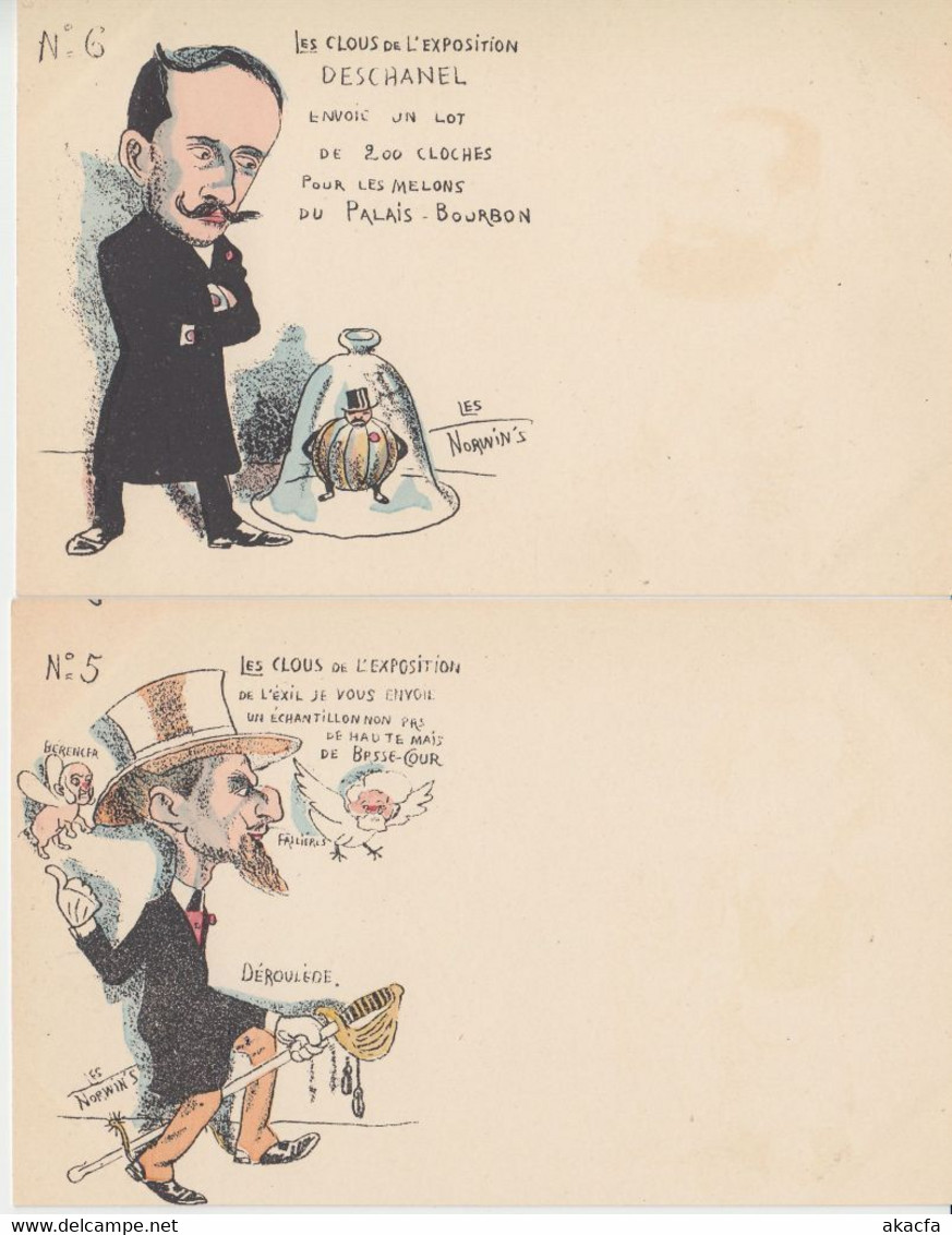 LES NORWIN'S FRENCH POLITIC SATIRE Set 12 Vintage Postcards Pre-1920 (L3899) - Norwins