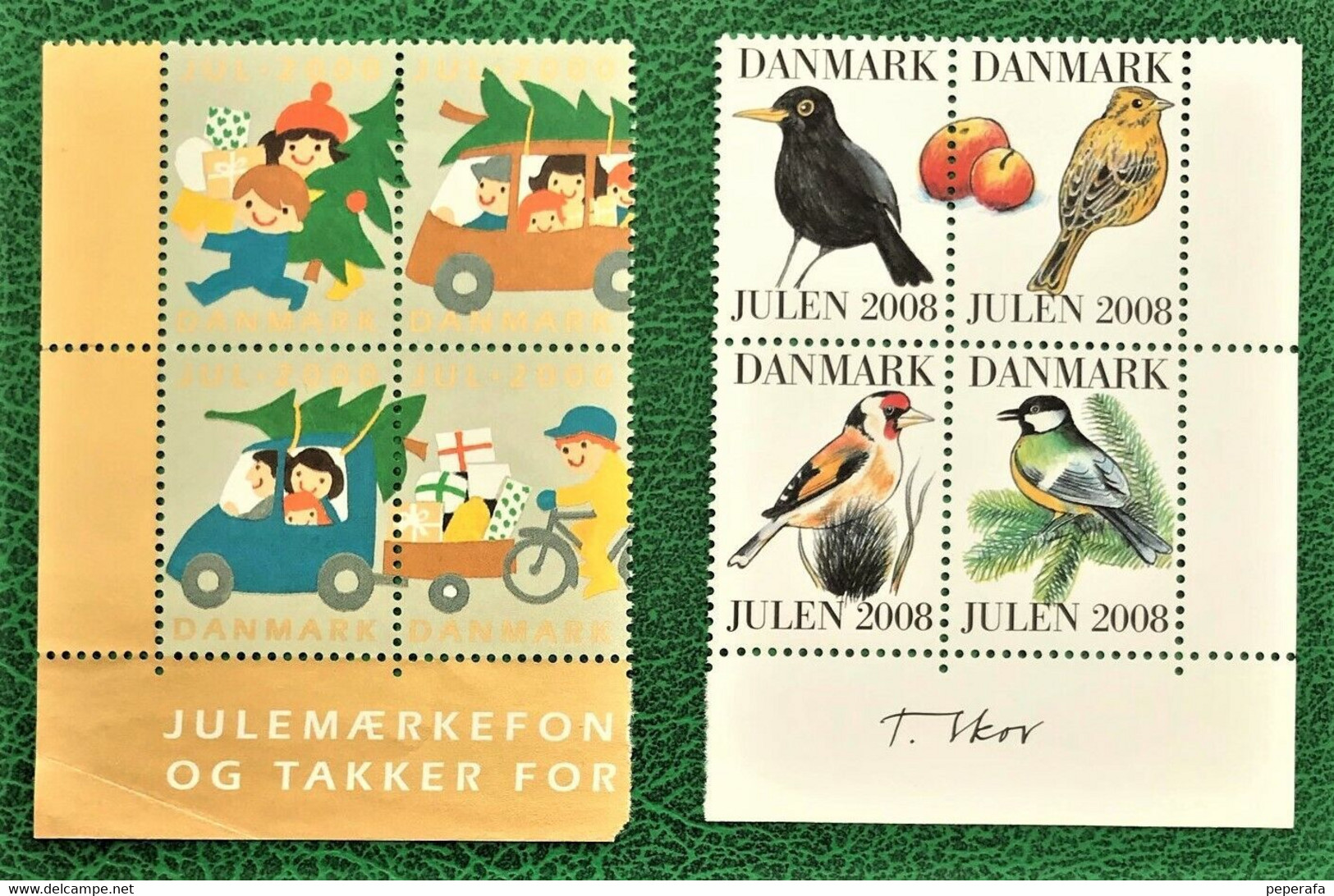 Denmark 2000 2008, Jul Julemærke Christmas Poster Stamp Vignette, 4 Blocks ** - Errors, Freaks & Oddities (EFO)