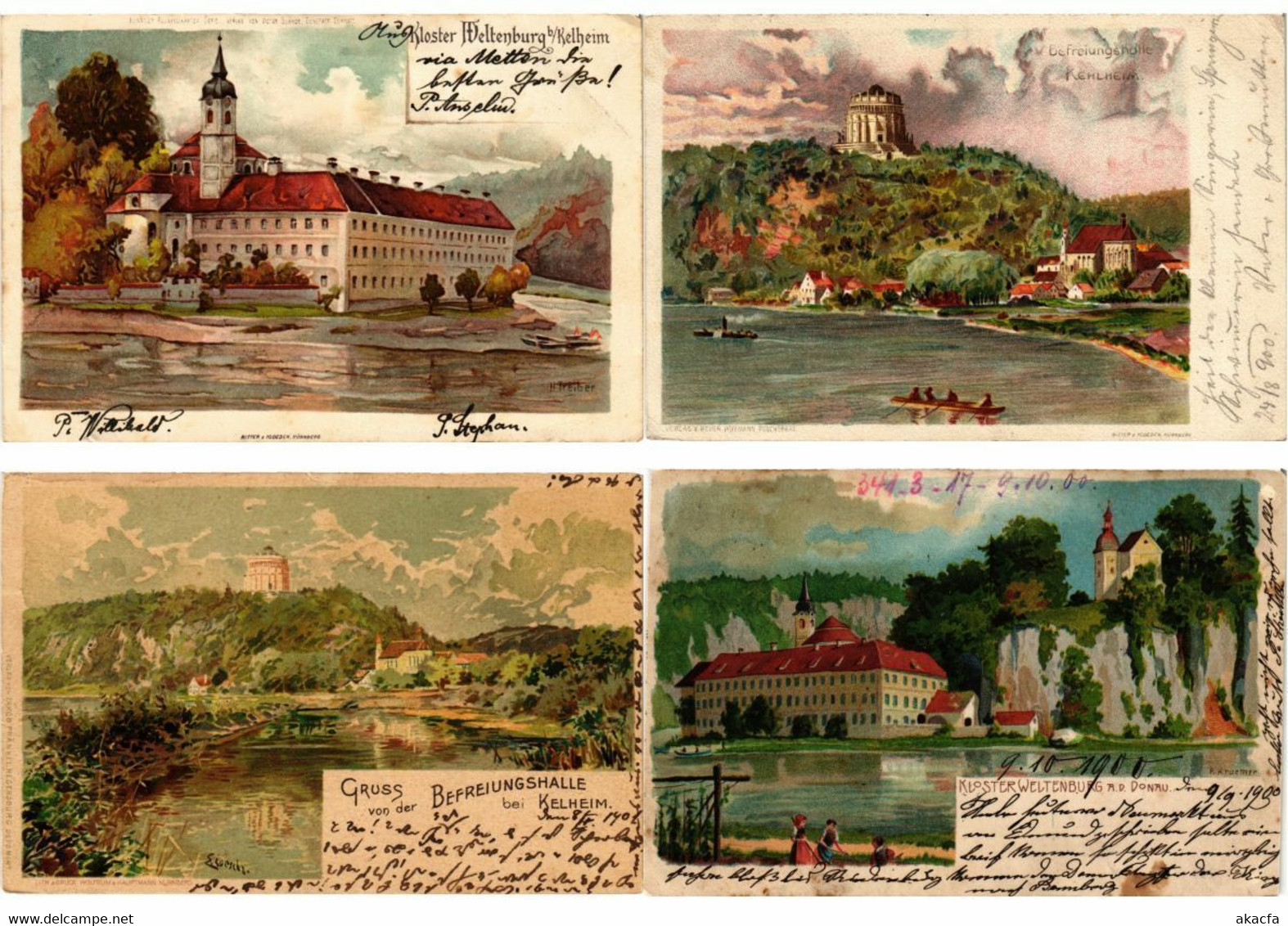 KELHEIM GERMANY 13 Vintage LITHO Postcards Mostly Pre-1910 (L3525) - Collezioni E Lotti