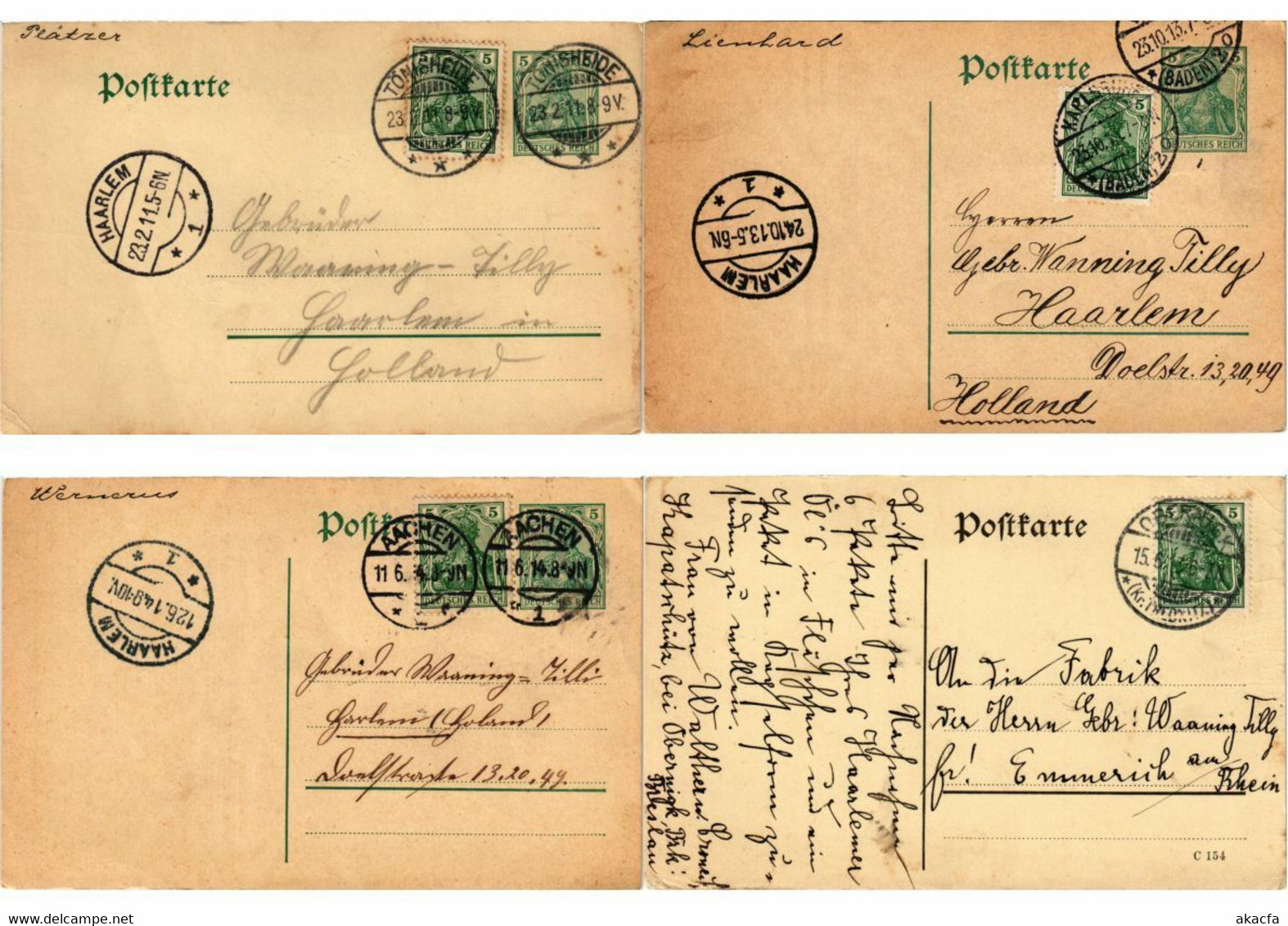 GERMANY POSTAL HISTORY 300 CORRESPONDANCE WAANING TILLY ALCOHOL 1907-1926(L2909)