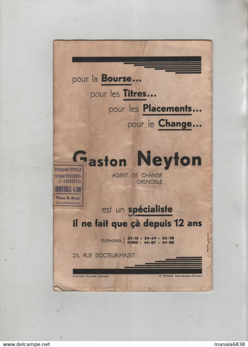 Opéra Municipal De Grenoble Programme 1938 Gorde Levasseur Stevens Darmand Lapeyrette Chamarande... - Programme