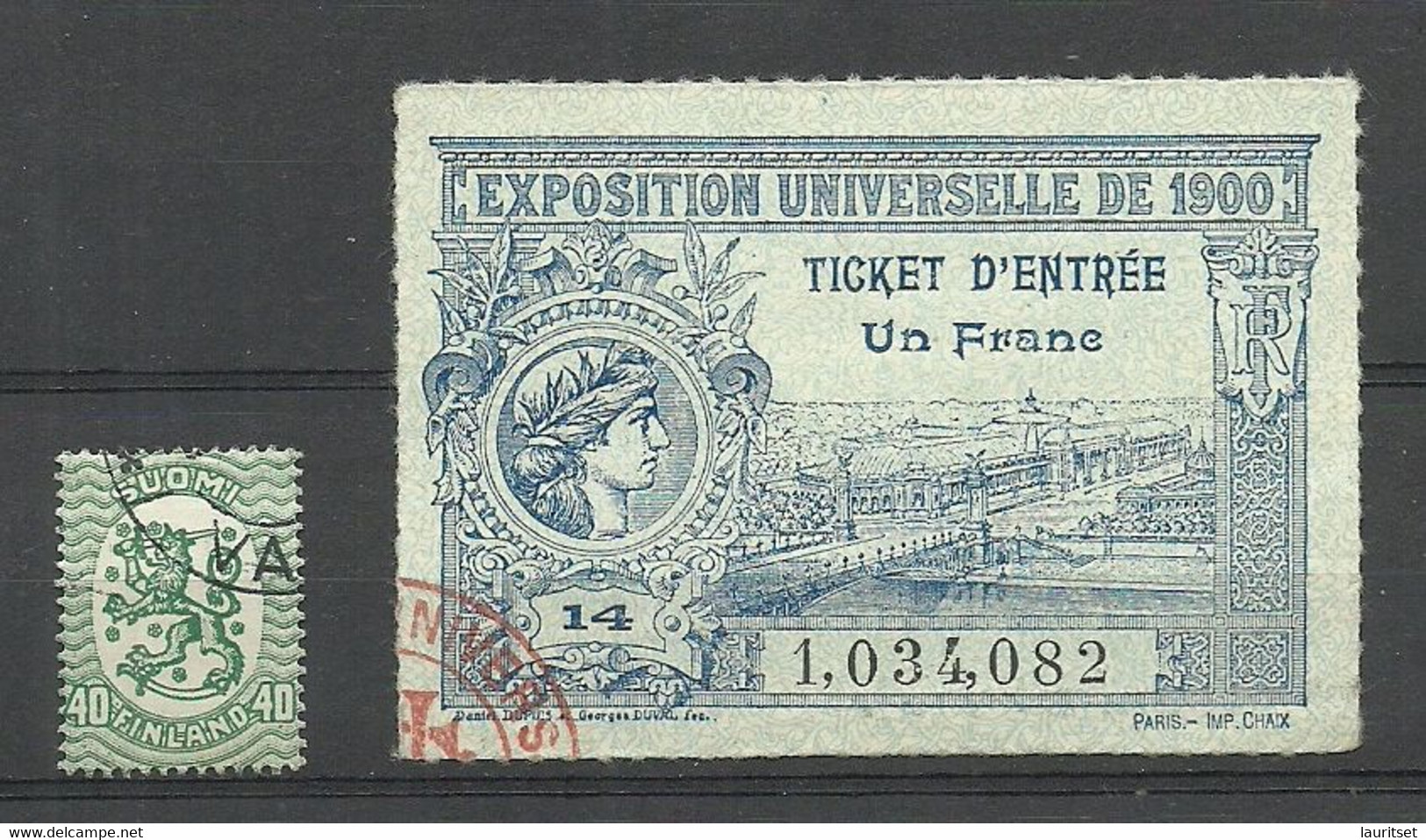 France 1900 EXPOSITION UNIVERSELLE Paris Ticket D` Entree Eintritttskarte - 1900 – Parigi (Francia)