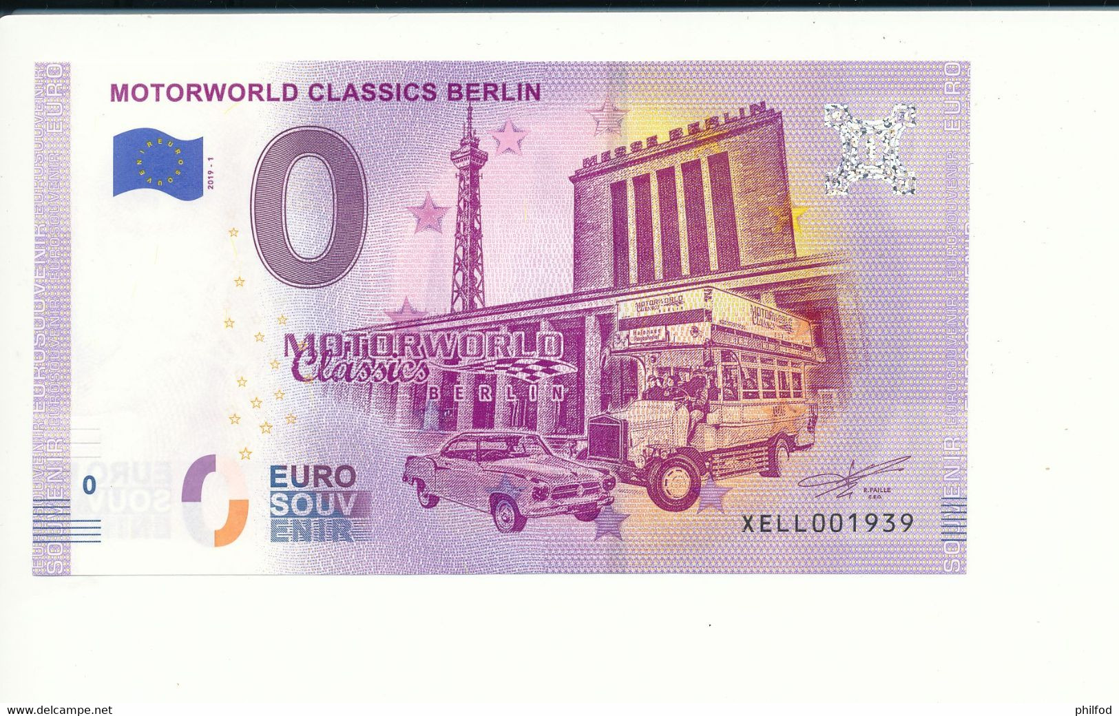 Billet Touristique 0 Euro - MOTORWORLD CLASSICS BERLIN - XELL- 2019-1 - N° 1939 - Autres & Non Classés