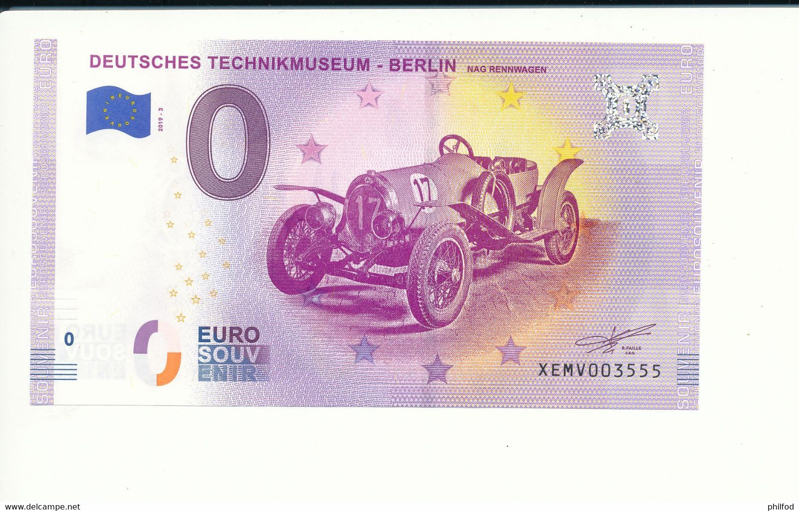 Billet Touristique 0 Euro - DEUTSCHES TECHNIKMUSEUM - BERLIN - XEMV- 2019-3 - N° 3555 - Autres & Non Classés