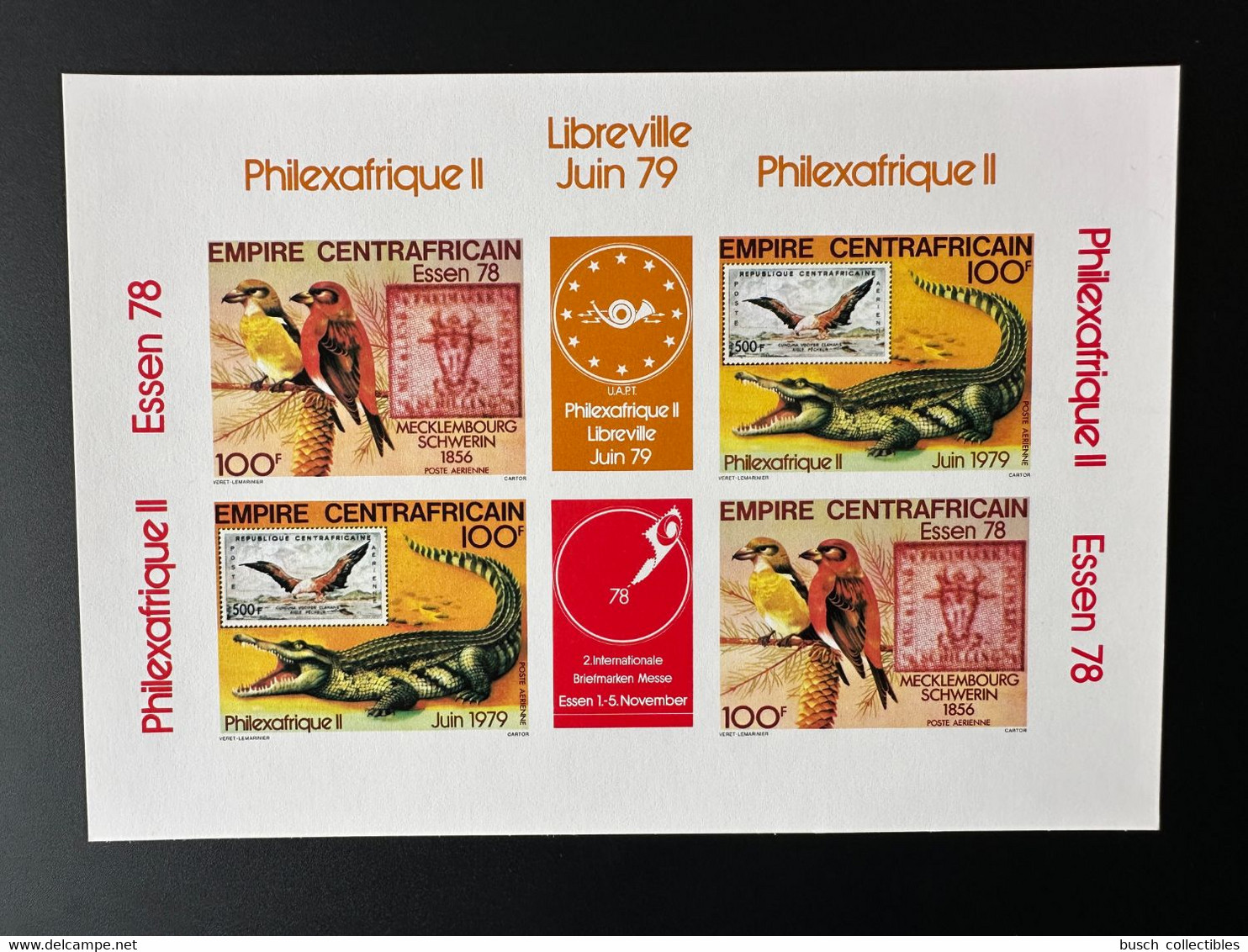 Centrafrique 1978 Mi. 576 - 577 Epreuve De Luxe Proof Philexafrique Libreville 79 Oiseau Bird Crocodile Vogel Stamp - Central African Republic