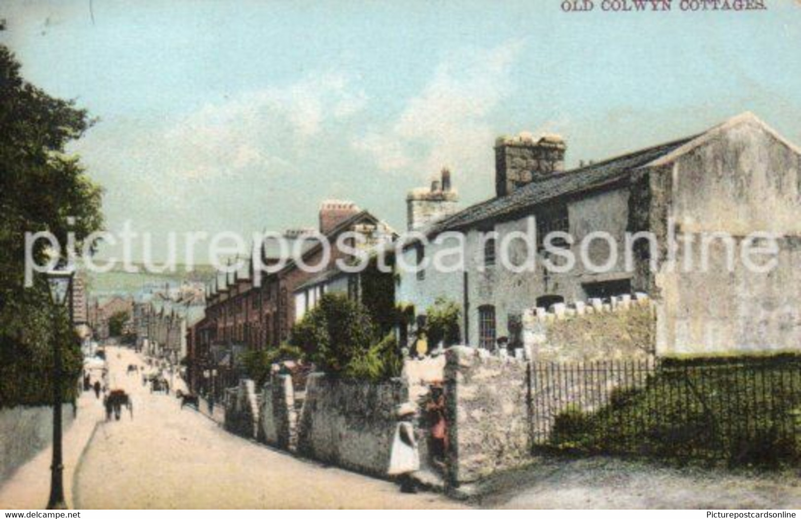 OLD COLWYN COTTAGES OLD COLOUR POSTCARD WALES - Denbighshire