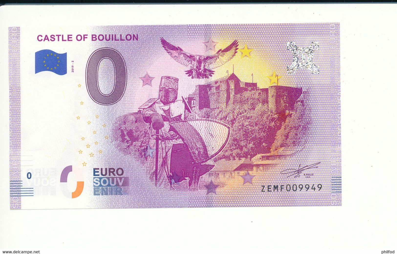 Billet Touristique 0 Euro - CASTLE OF BOUILLON - ZEMF - 2019-2 - N° 9949 - Autres & Non Classés