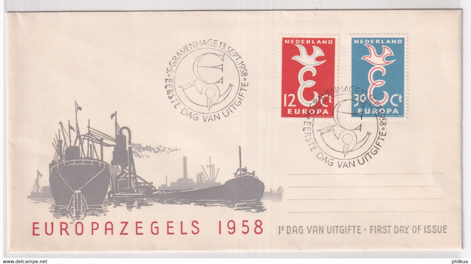 MiNr. 718 - 719 Niederlande 1958, 13. Sept. Europa - FDC - 1958