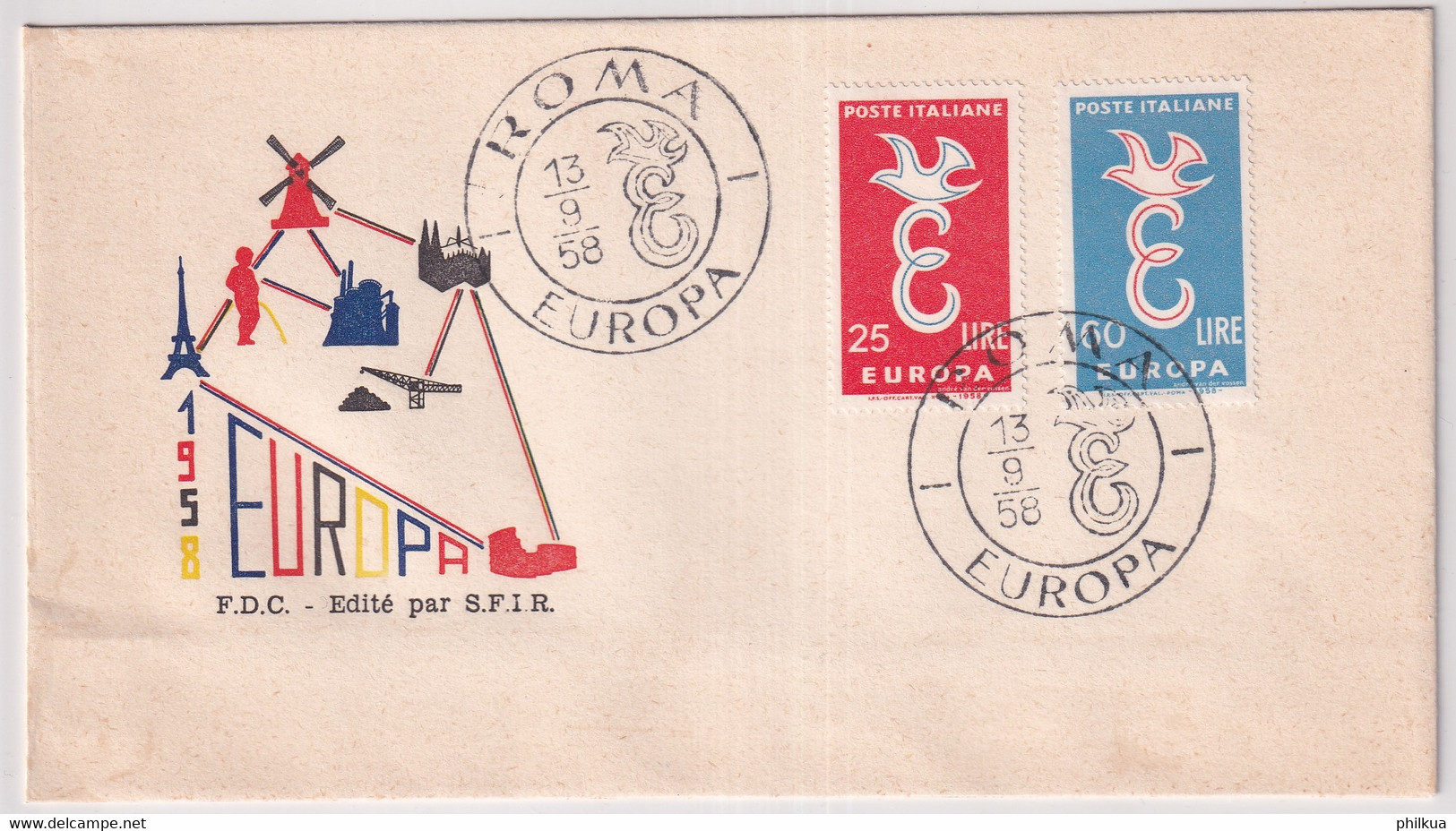 MiNr. 1210 - 1211 Frankreich 1958, 13. Sept. Europa - FDC - 1958