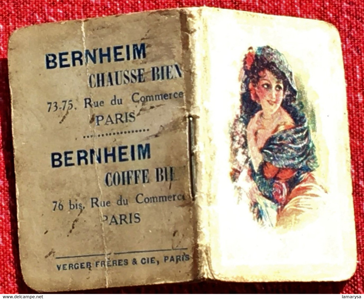 Almanach 1918 Calendrier-Petit Format-Saisons-Fêtes-tarif Postal-WW1-Publicitaire Coiffure-Chaussures Bernheim Paris - Tamaño Pequeño : 1901-20