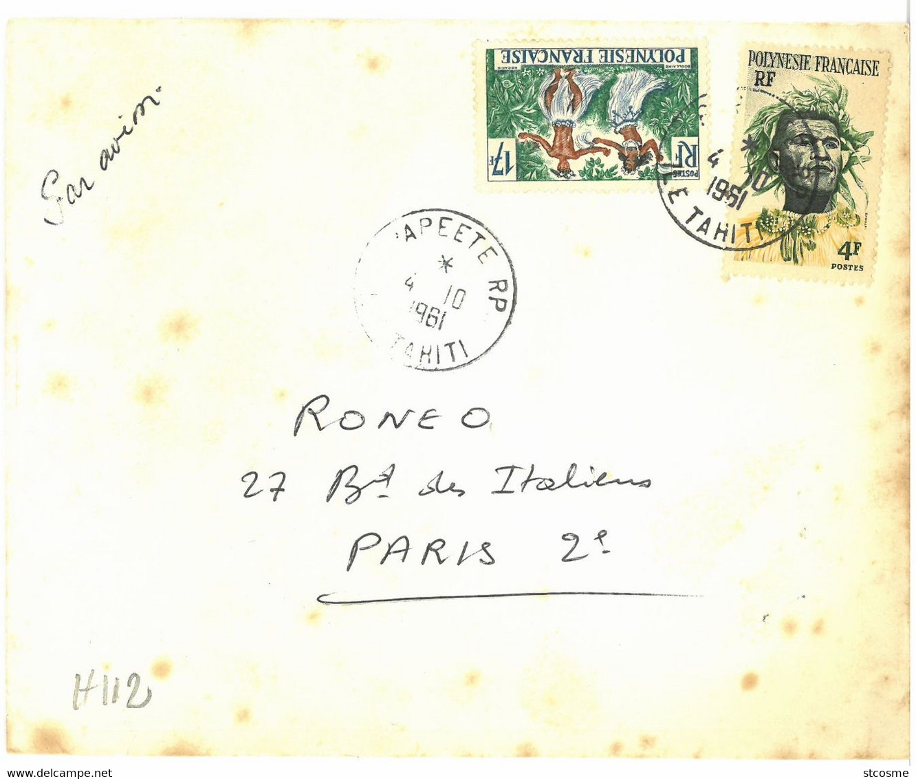 L344 - Polynésie Française, Lettre De Papeete En 1961 Pour Paris - Brieven En Documenten