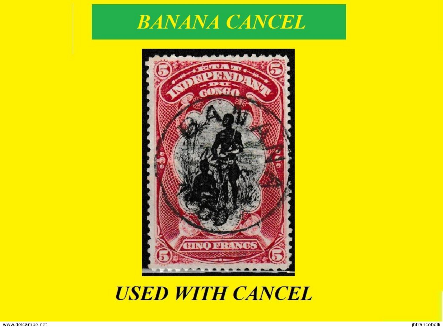 1896 (°) BANANA CONGO FREE STATE / ETAT DU CONGO IND. CANCEL STUDY [7] EIC 028 NICE ROUND CANCEL - Errors & Oddities