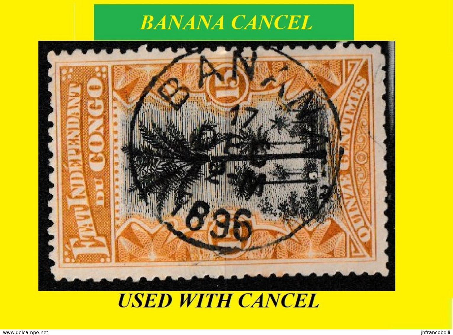 1896 (°) BANANA CONGO FREE STATE / ETAT DU CONGO IND. CANCEL STUDY [8] EIC 020 NICE ROUND PALM TREE CANCEL - Abarten Und Kuriositäten