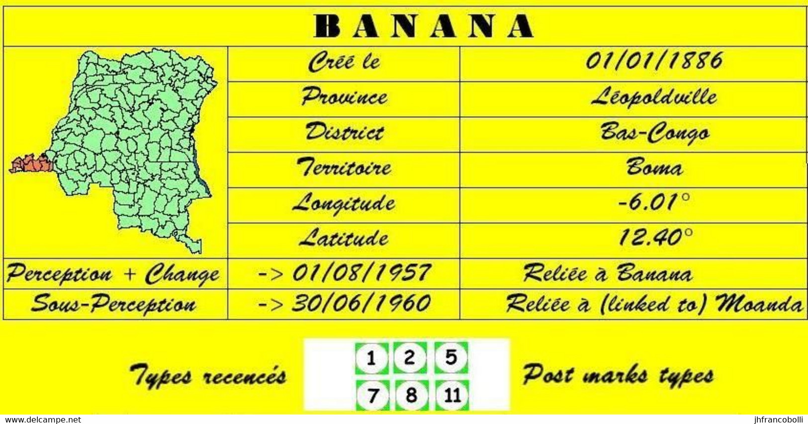 1896 (°) BANANA CONGO FREE STATE / ETAT DU CONGO IND. CANCEL STUDY [8] EIC 020 NICE ROUND PALM TREE CANCEL - Errors & Oddities